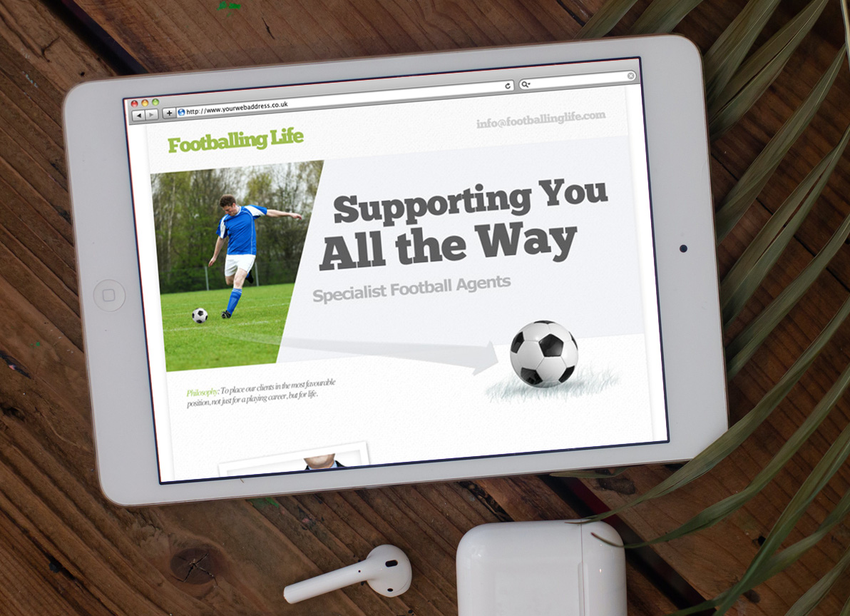 Footballing Life Web Page Design on tablet