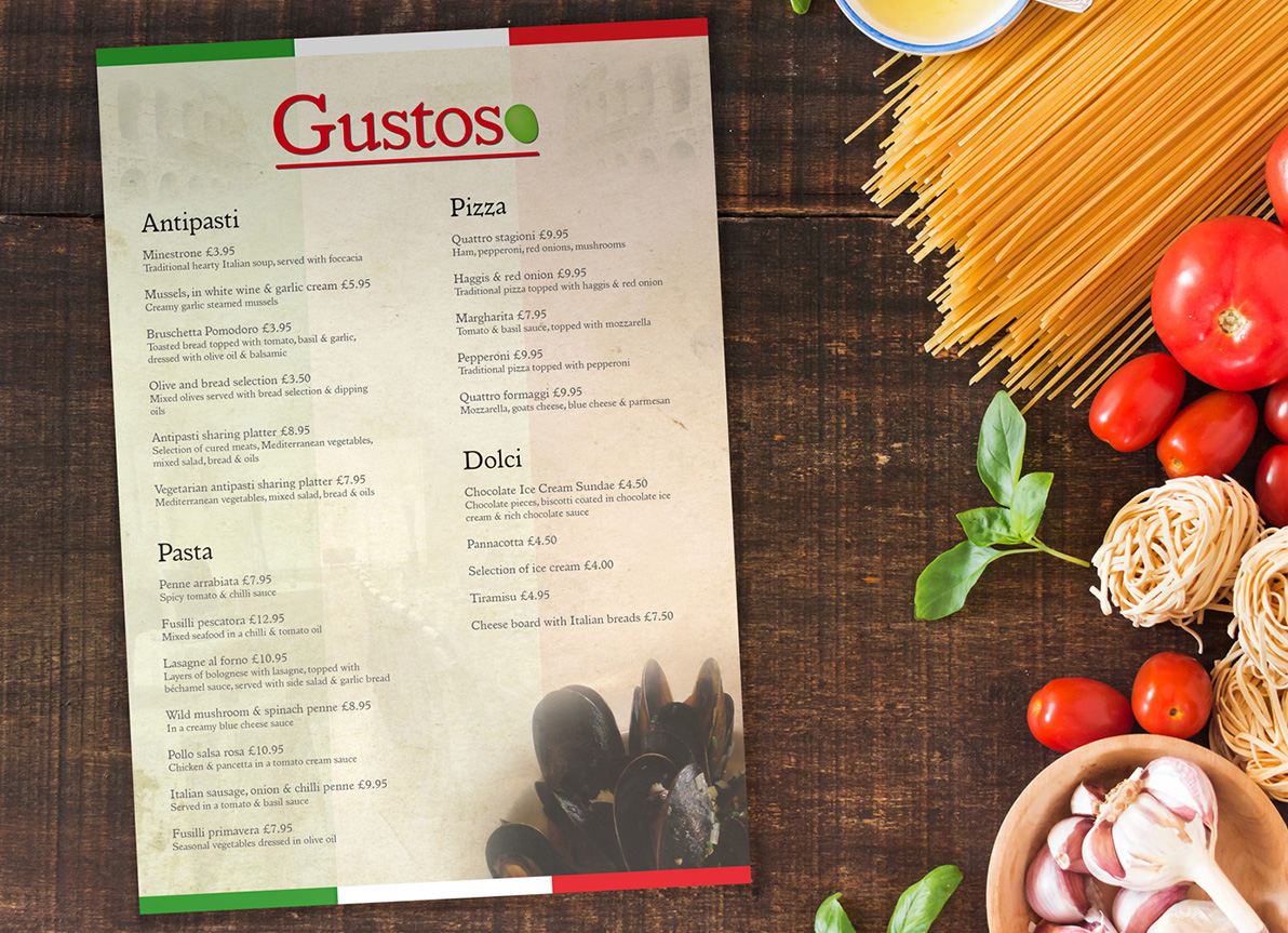 Gustoso Italian Restaurant Menu Design